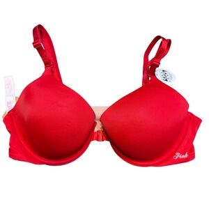 PINK Victoria's Secret Flip It Reversible  Bra 36C Red Nude Lightly Lined